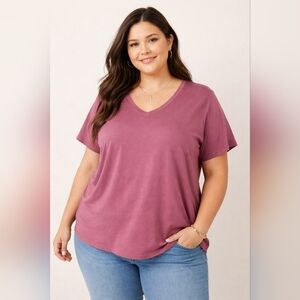 Pact Organic Cotton V-Neck Tee Mauve 3X NWT Softspun